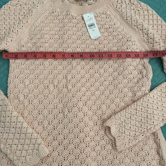 LOFT-Scalloped peach pink sweater. XS - Picture 6 of 7
